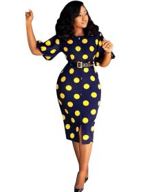Fashion Casual Polka Dot Midi Dress W8168