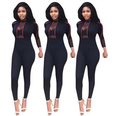 Sport Women Perspective High Waist Bodycon Jumpsuits ED8016