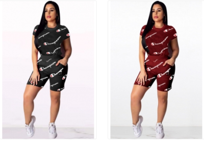 women letter print t shirts midi shorts sets MA6147