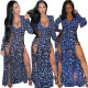 Latest Bandage Sexy Leopard Printing Split Maxi Dress LML068