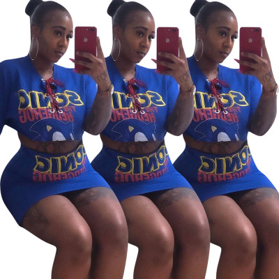 Women Fashion Letters Printing Skirt Suits KK8039