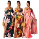 Summer Hot Sell Split Printing Strapless Maxi Dress SMR9183