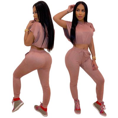 Loose Sleeves Hooded T-Shirt Elastic Sport Slinky Pants ML7214