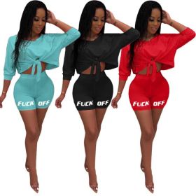 Women\'s Fashion Casual Bowknot Two Piece Set QQ5172