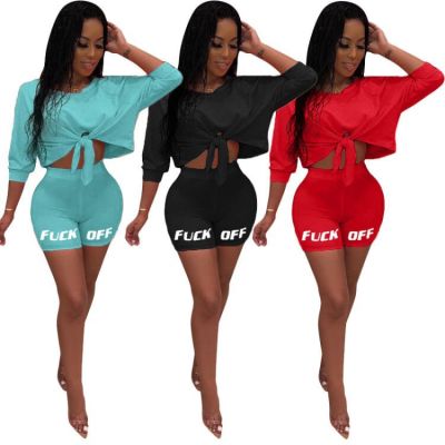Women\'s Fashion Casual Bowknot Two Piece Set QQ5172