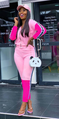 Stitching casual sportswear two-piece suit LL6243