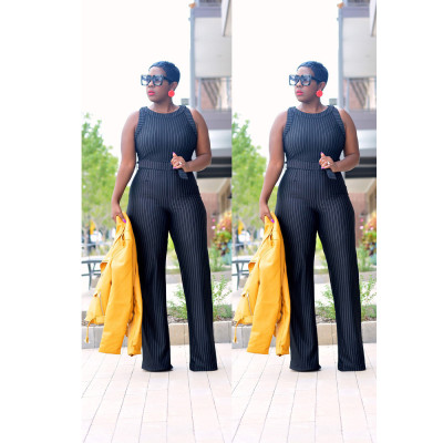 Sleeveless Striped Wide Leg Jumpsuits CY1078