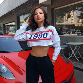 Print fashion sports short coat sweater women T981149