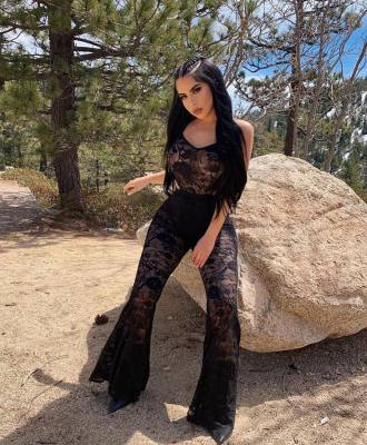 Sexy Lace Women Spaghetti Strap Black Jumpsuit JLX6932