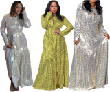 Shiny Party Hot Stamping Patchwork Long Dress For Wholesale DMM8111