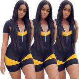 Zipper Bodycon Hooded Jumpsuit For Sport ARM8079