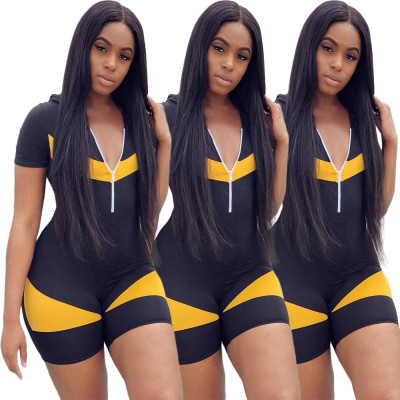 Zipper Bodycon Hooded Jumpsuit For Sport ARM8079