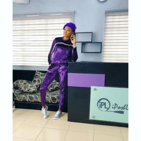 Women Bodycon Purple Two-Piece Winter Track Suits C1036