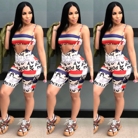 Newest Suits Crop Top Condole Belt Bodycon Pants CY1092