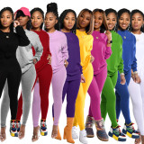 Sexy womens autumn and winter hot style cotton solid color long-sleeved trousers leggings sports sui