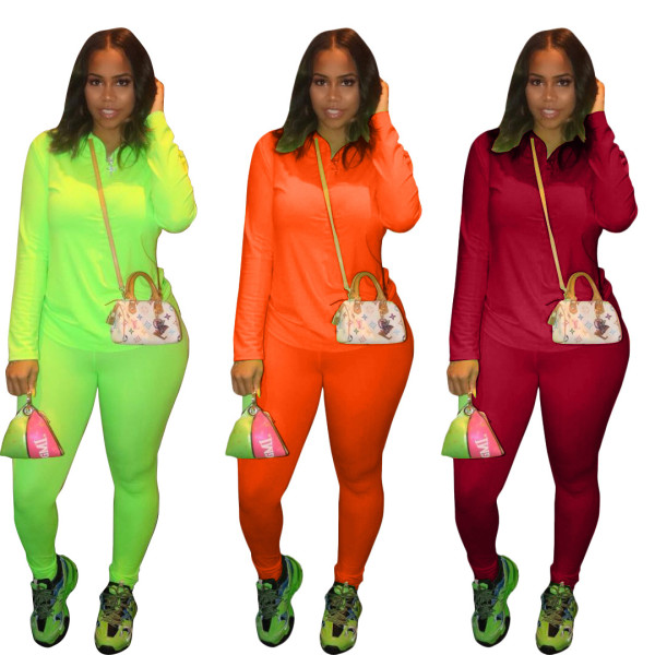 Plain Color Running Suits Long Sleeves T-Shirt Tight Pants BLX7019
