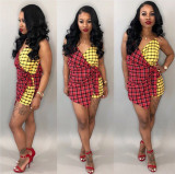 Hot Sale Strapy Plaid Mini Dresses J5024