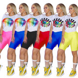 Wholesale Price Printing Bodycon Short Suits For Ladies QQM3693