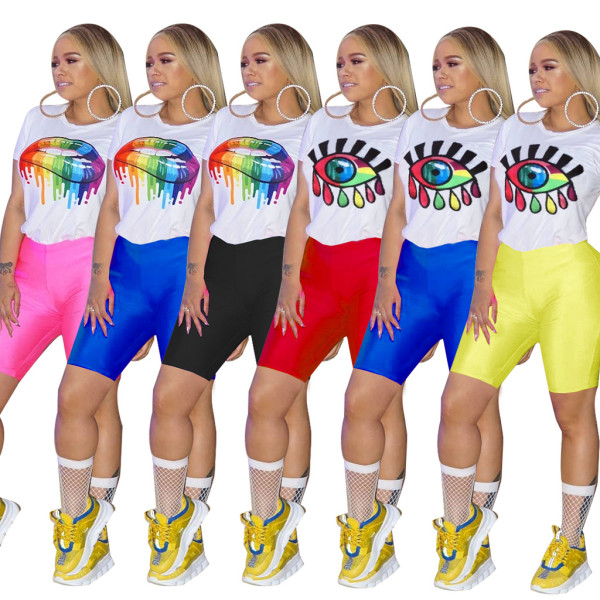 Wholesale Price Printing Bodycon Short Suits For Ladies QQM3693