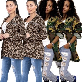 Boyfriend Style Cardigan Printed Casual Women\'s Long Coat Q045
