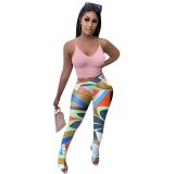 Casual Pattern Printed Split Pants F8296