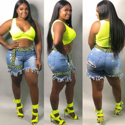 Hot Sale Women Slit Jeans Casual Tassel Shorts SN3642