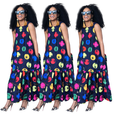 New Style Women Blouse Sleeveless Long Dress ED8004