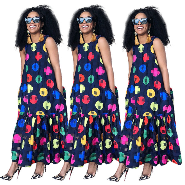 New Style Women Blouse Sleeveless Long Dress ED8004