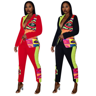 Unique Women Printing Patchwork Casual Autumn Sets QQM3877