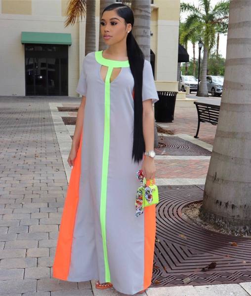 Splicing short-sleeved dress OMM1057