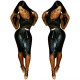 Trendy Pleated Black Stretchy Bodycon Skirts LS6208
