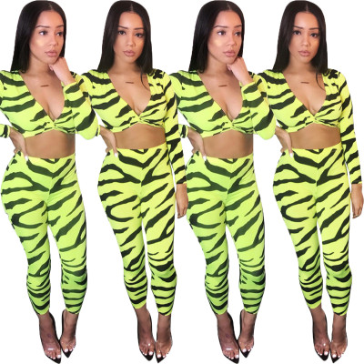 Newest Printing Women Suits Crop Top Tight Leggings T3312H
