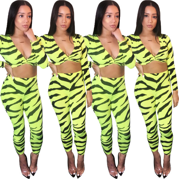 Newest Printing Women Suits Crop Top Tight Leggings T3312H