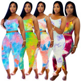 Fashion casual sling gradient color suit two-piece suit W8309