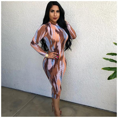 Euramerican Cheap Printing Bodycon Midi Dresses ORY5063