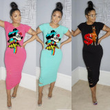 Personalized anime print pullover dress HM6191