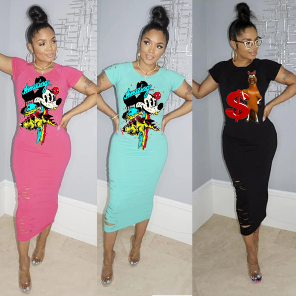 Personalized anime print pullover dress HM6191