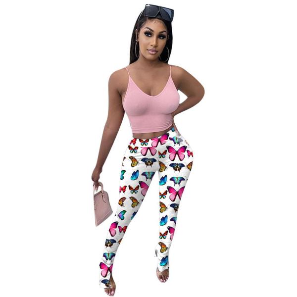 Casual Pattern Printed Split Pants F8296
