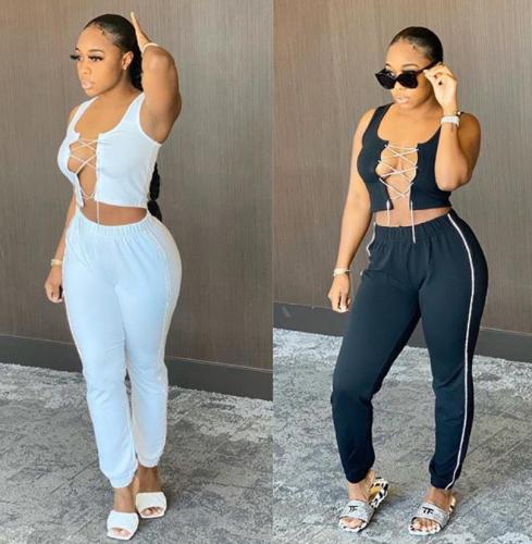 Sexy Mini Tshirt Tops With Long Pants  2 pcs Women Sets FF1024