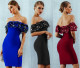 Elegant Bodycon Ruffle Strapless Pencil Dress LA3064