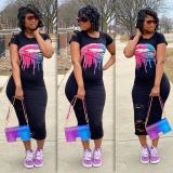 Hot selling high-definition printed personality burned hole dress D8340