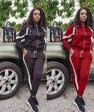 Solid Color Striped Sports Band Two Piece Set MOM5030