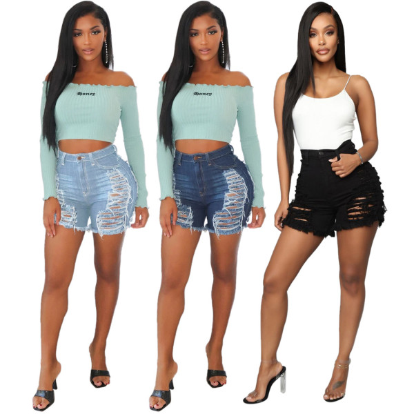 Slim-fit all-wash washed denim shorts HSF2278
