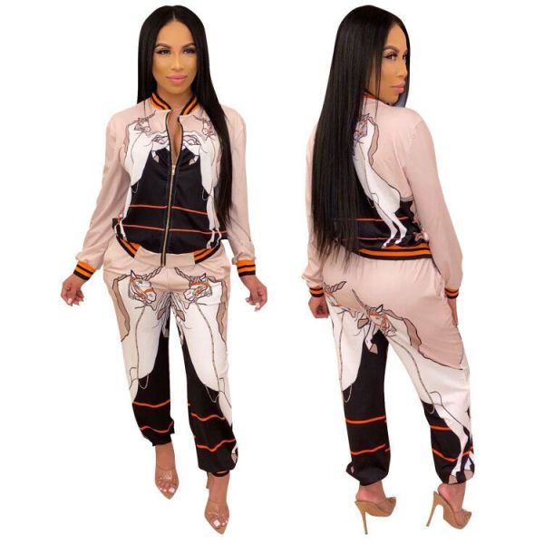 Autumn Winter 2 Pieces Printed Women Outfits For Wholesale TRS992