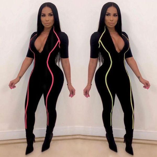 Sport Women Short Sleeve Tight Jumpsuit ORY5091