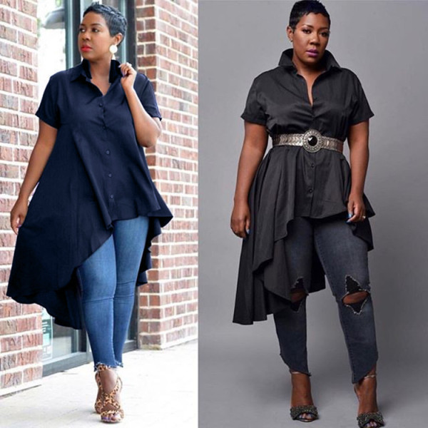 Leisure Irregular Solid Color Loose Shirt DN8167