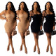 Women's Long Mesh Sleeves Low-Cut Polka Dot Slim Clubwear Short Dress Q414