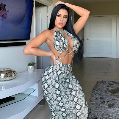 Sexy backless openwork bra long skirt two-piece suit FLY90410
