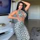 Sexy backless openwork bra long skirt two-piece suit FLY90410