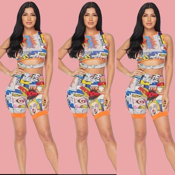 Stylish Cartoon Pattern Bodycon Outfits For Girls YX9116
